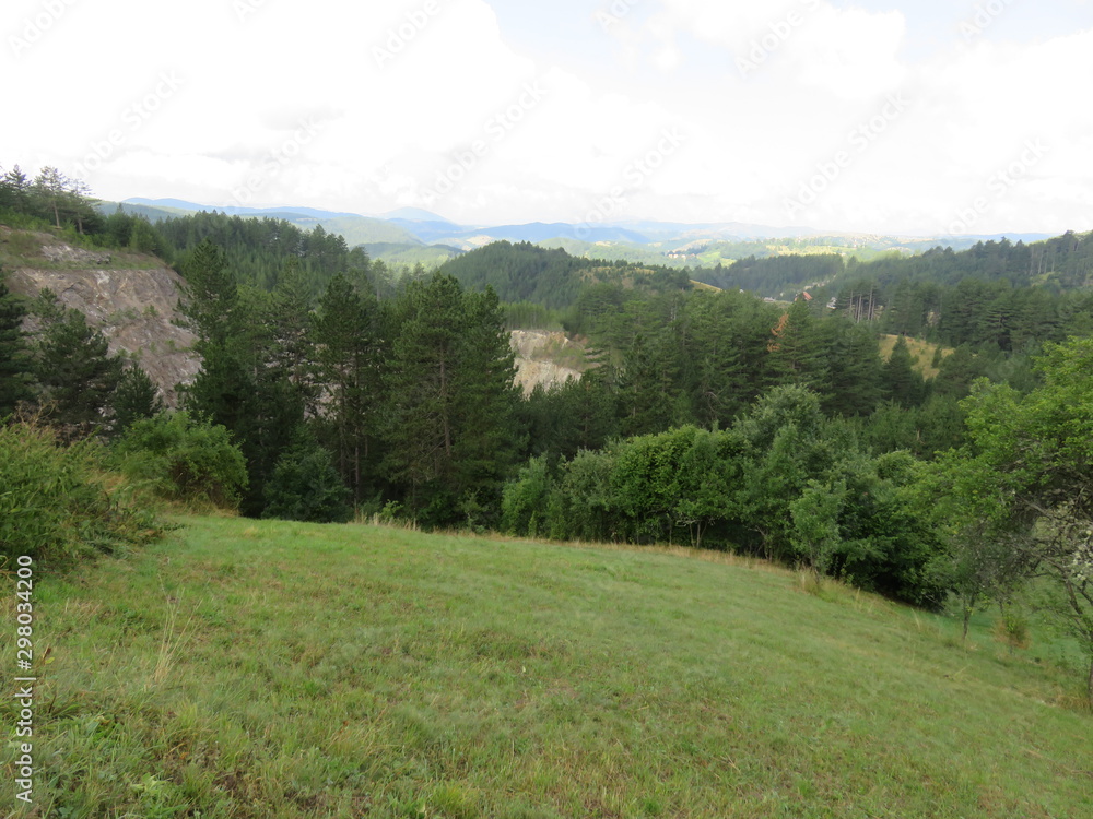 Mountain Zlatar green landscape trees, slopes and elevations