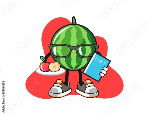 Watermelon dietitian cartoon. Mascot Character vector.