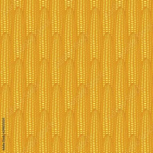 Vector seamless pattern with ripe yellow corn cobs with in retro style. Repeatable background for healthy menus, kitchen textiles, tableware decor, food blog background, wrapping paper