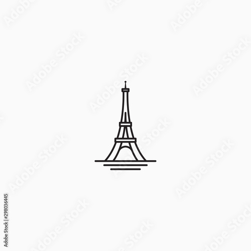 Eiffel Tower Logo Icon Design Template Vector. Line  Minimalist  Modern Vector Illustration