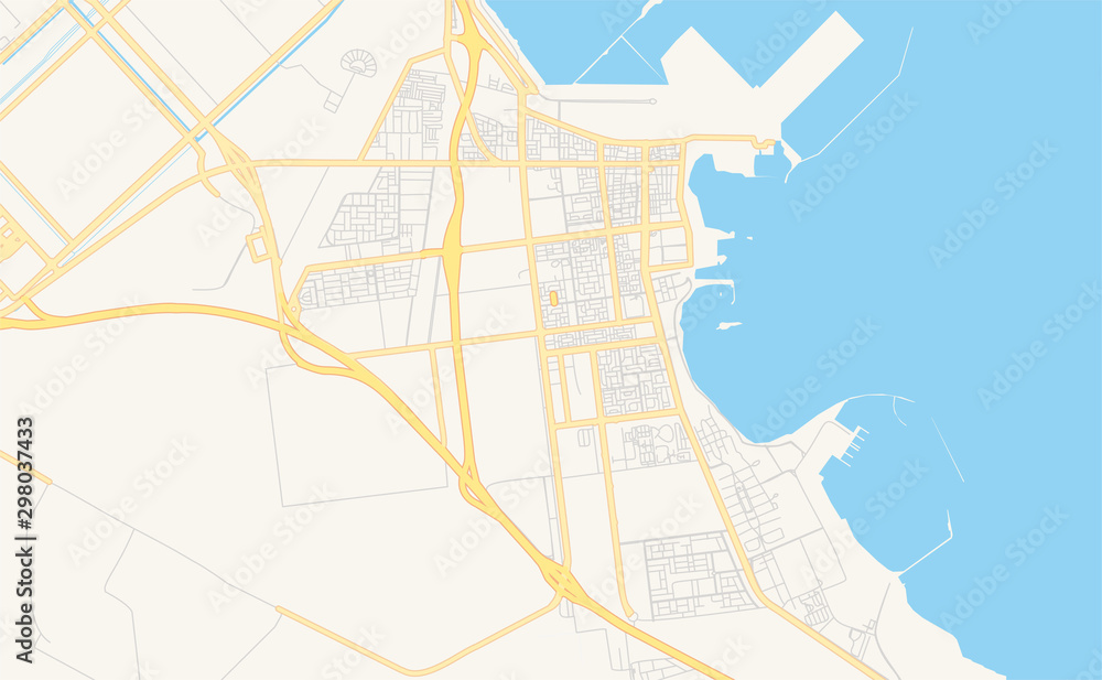Printable street map of Jubail, Saudi Arabia Stock Vector Adobe Stock