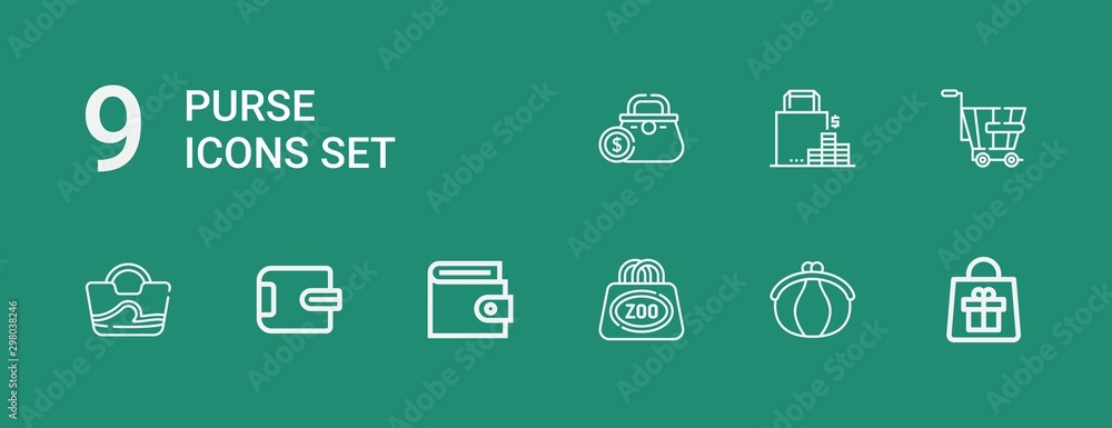 Editable 9 purse icons for web and mobile Editable 9 purse icons for web and mobile