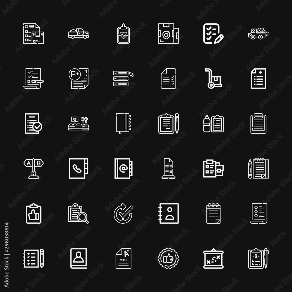 Editable 36 checklist icons for web and mobile