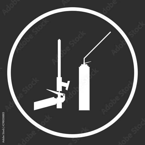 Mounting foam gun symbol. Construction tool equipment logo.