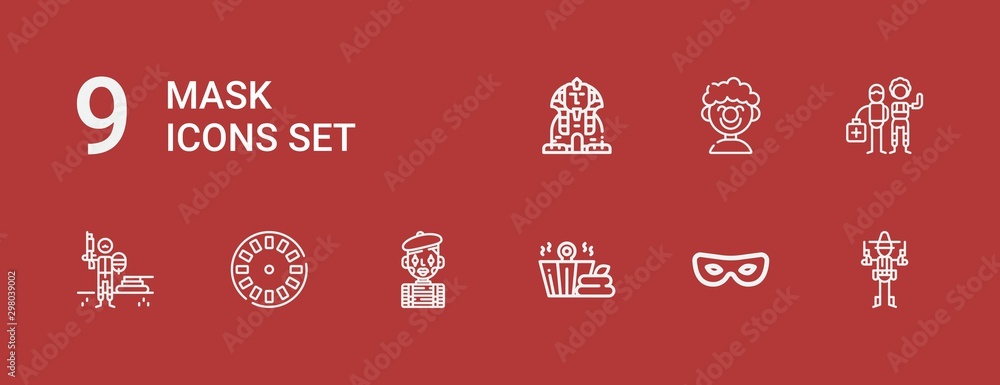 Editable 9 mask icons for web and mobile Editable 9 mask icons for web and mobile