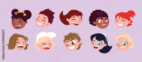 head of cute children smiling