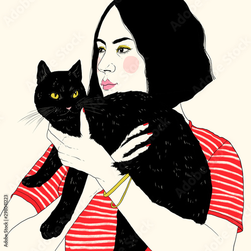 Mädchen mit Katze photo