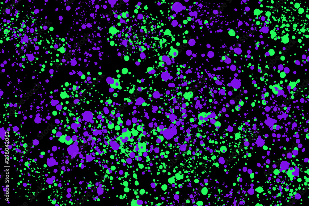 Neon green and purple paint splashes on black background. Abstract texture  for web-design, digital printing or concept design. Stock Illustration |  Adobe Stock