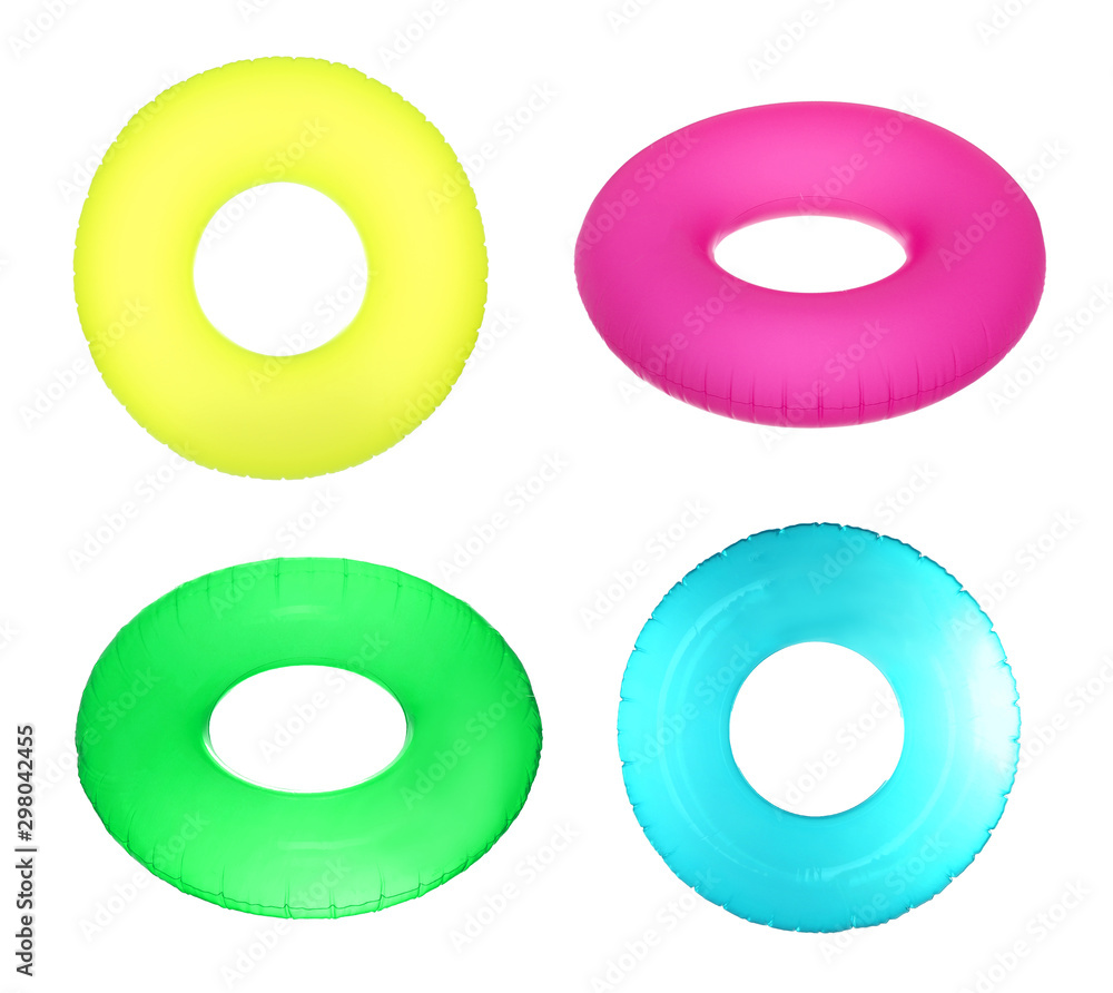 Different inflatable rings on white background Different inflatable rings on white background