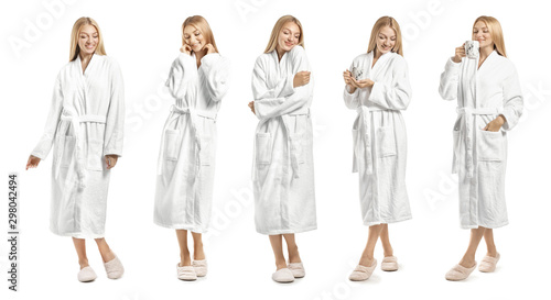 Collage with young woman in...