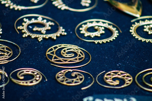 Closeup of jewelry sold in a shop in the streets of Rome © ahinoam