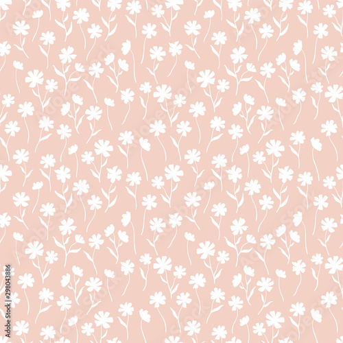 Vászonkép Cute ditsy floral seamless pattern, hand drawn lovely flowers, great for textile