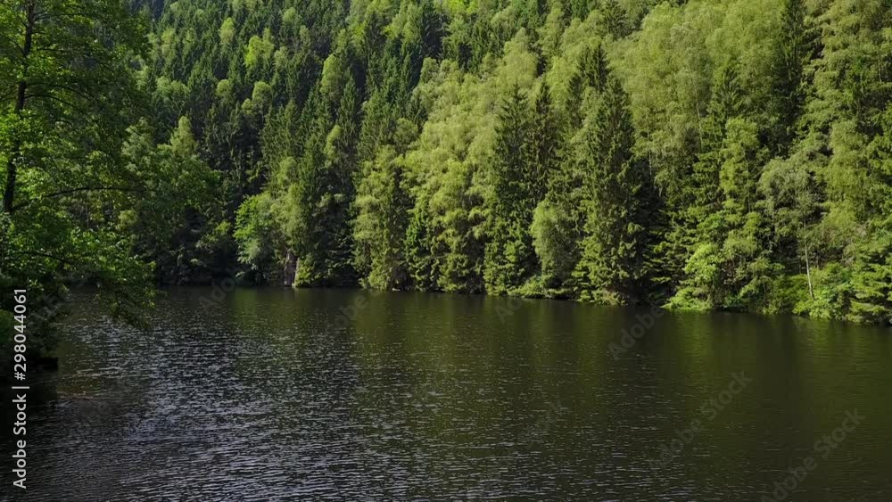 Low speed drone flight over the lake Low speed drone flight over the lake