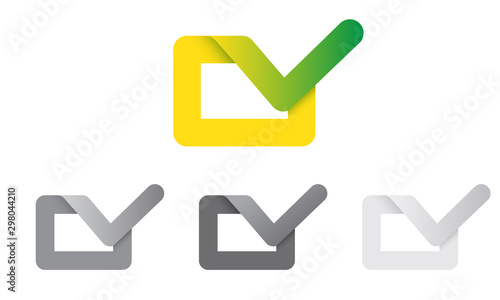 Check mark colorful 3d icon. Accepted or approve logo sign in black and white color. Tick symbol. 