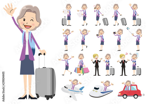 Set of business women traveling