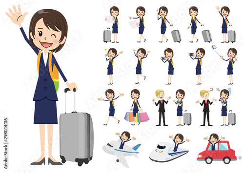 Set of business women traveling