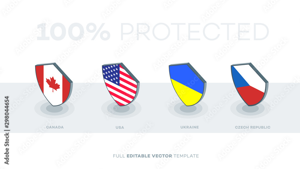Abstract Vector Country Flag Shield.