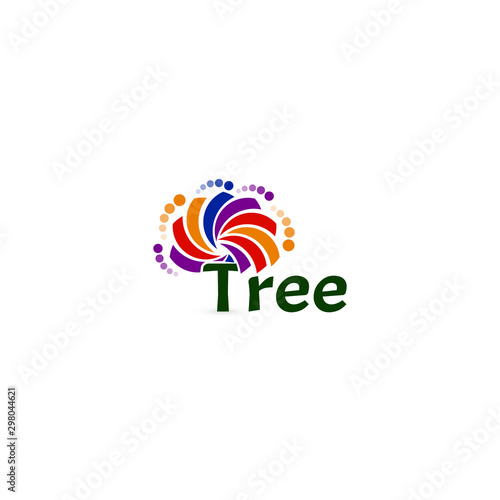 Abstract tree vector icon. Colorful palette isolated sign. Air conditioning company logo template. Evology saving, clean forest tree, vector illustration on white background. photo