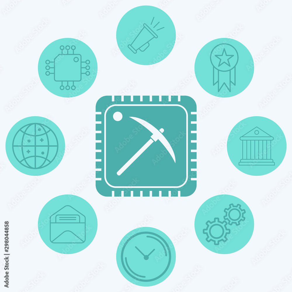 Mining cpu vector icon sign symbol Mining cpu vector icon sign symbol