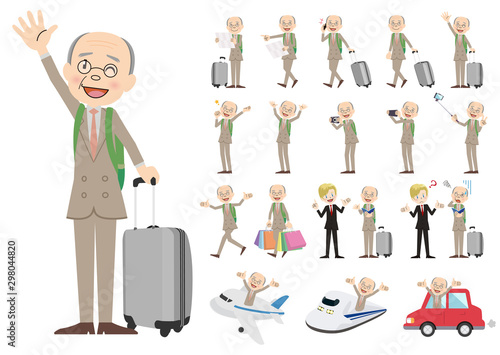 Set of business men traveling