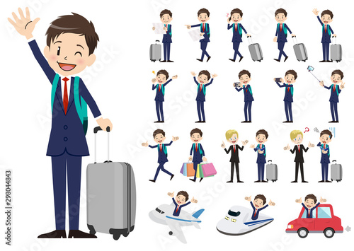 Set of business men traveling