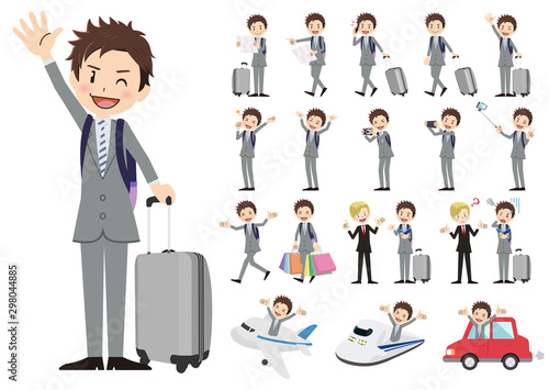 Set of business men traveling