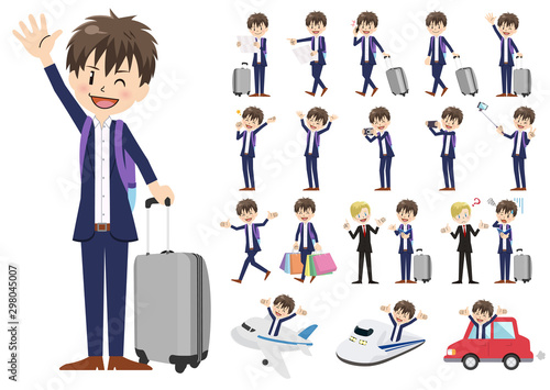 Set of business men traveling