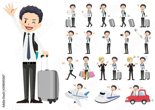Set of business men traveling