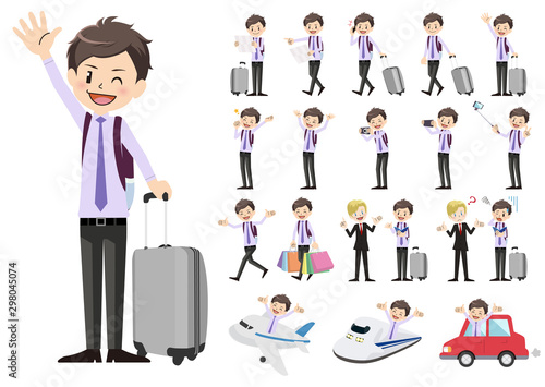 Set of business men traveling