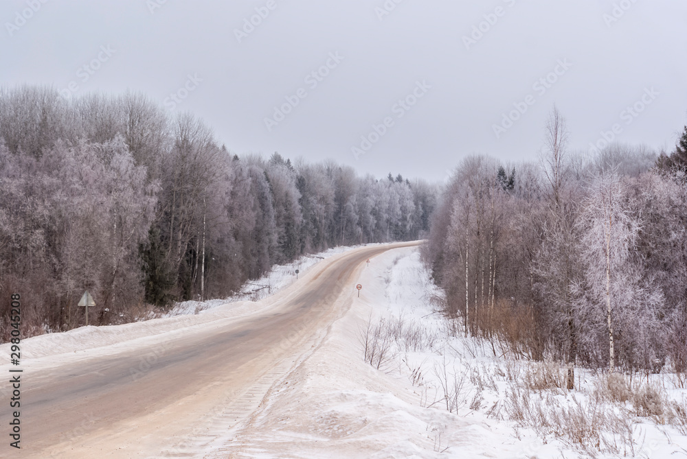 Obraz premium Russia. Winter. Fog in the forest.
