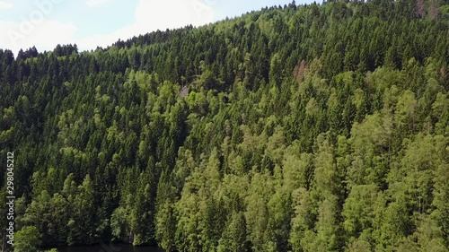 Low speed drone flight over the lake