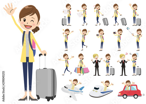 Set of women traveling