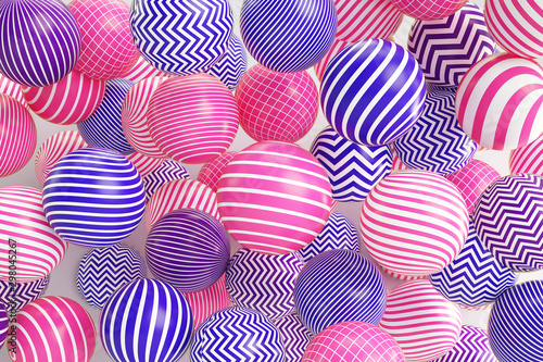 Striped Balls background collection. 3D Rendering - Illustration
