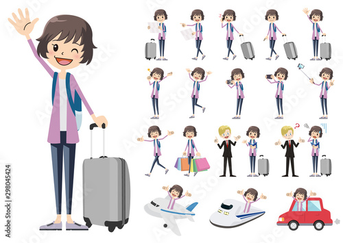 Set of women traveling