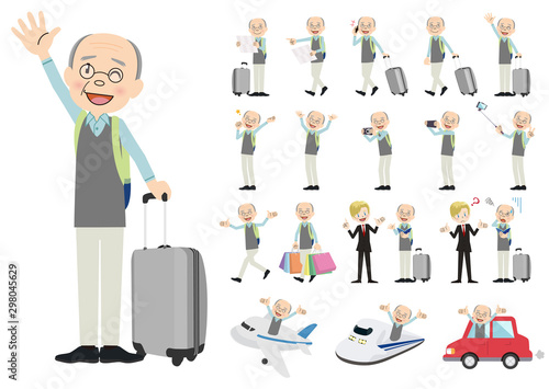Set of men traveling