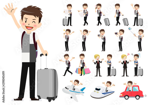 Set of men traveling