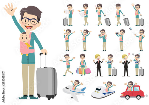 Set of men traveling