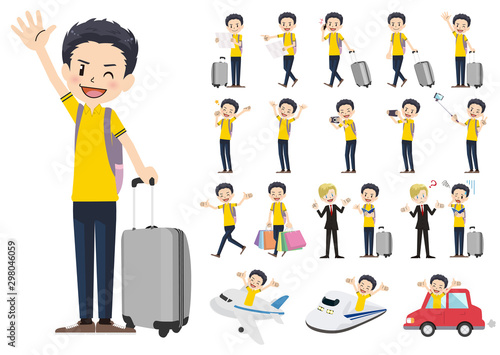 Set of men traveling