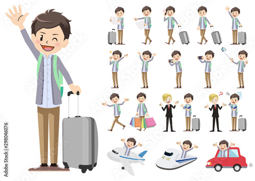 Set of men traveling