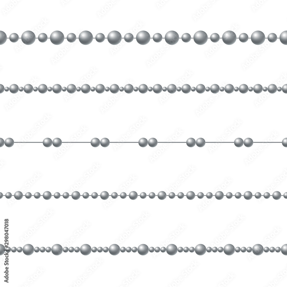 Beads necklace, metallic rope vector seamless pattern Beads necklace, metallic rope vector seamless pattern