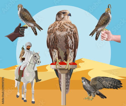 Desert landscape, vector image in realistic style