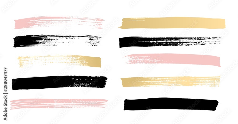 Brush colorful strokes collection isolated on white background vector illustration. Set of hand drawn space for lettering. Element with drawing stain for creative idea