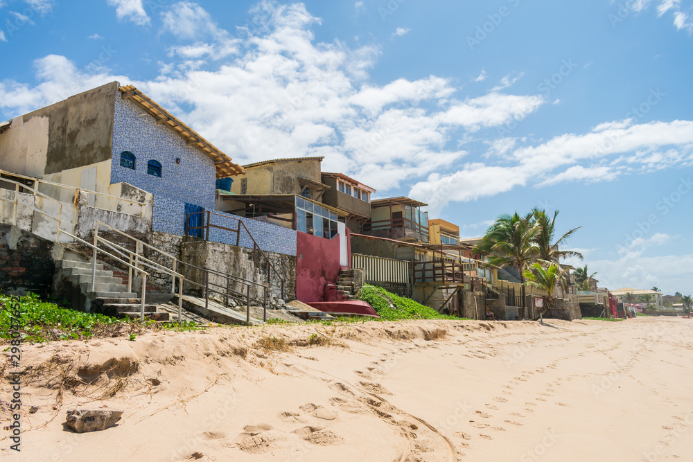 Decaying houses by the beach in Arembepe - Bahia, Brazil