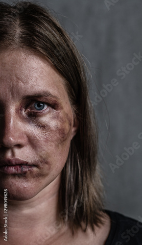 Portrait of the woman victim of domestic violence and abuse