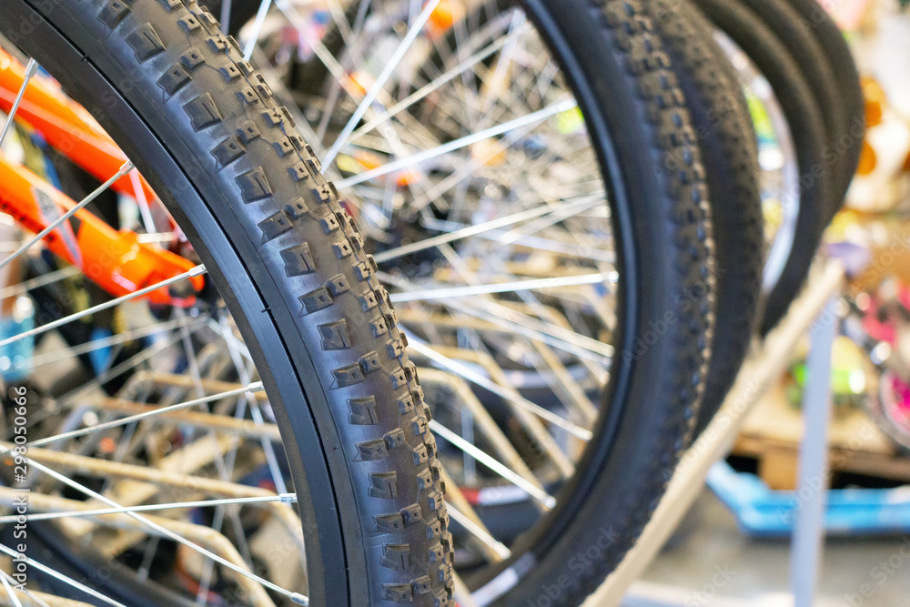 Sports shop closeup mountain bike pattern for sale Sports shop closeup mountain bike pattern for sale