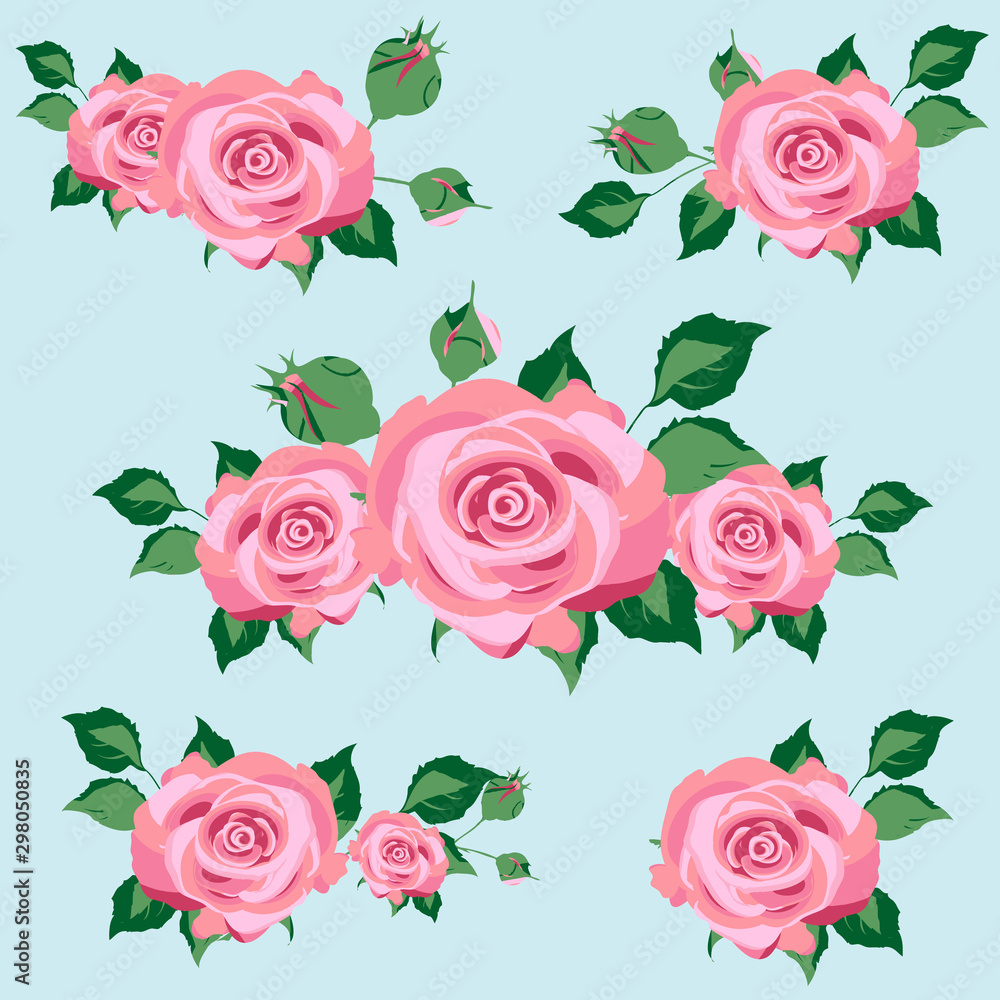 Fototapeta premium red roses, flowers, isolated on a blue