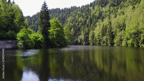 Low speed drone flight over the lake