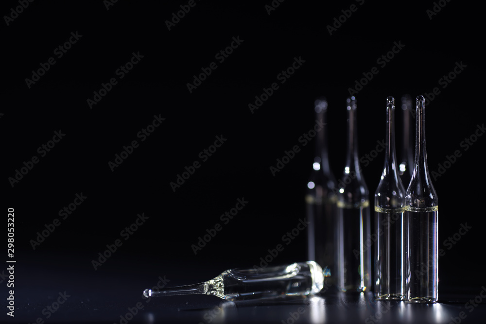 Medical drug ampoules. Medicines for injection.