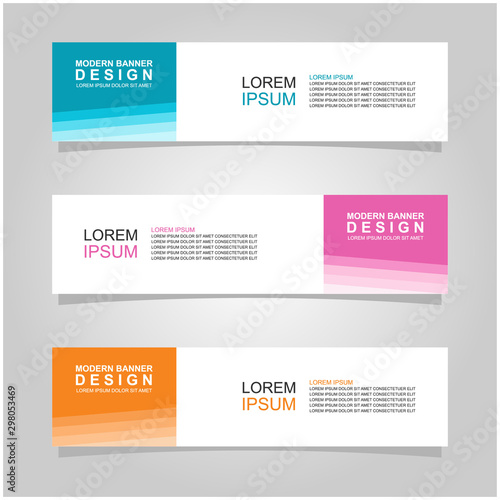 Vector abstract banner design web template set of 3. Abstract geometric background used for letterhead, header, footer, layout, landing page and print media