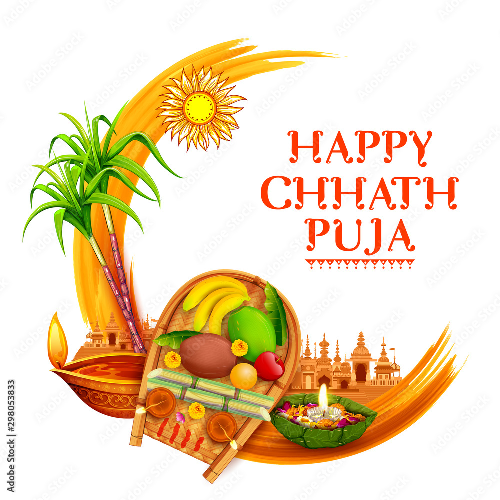 Free Vector  Happy chhath puja holiday background for sun festival of india